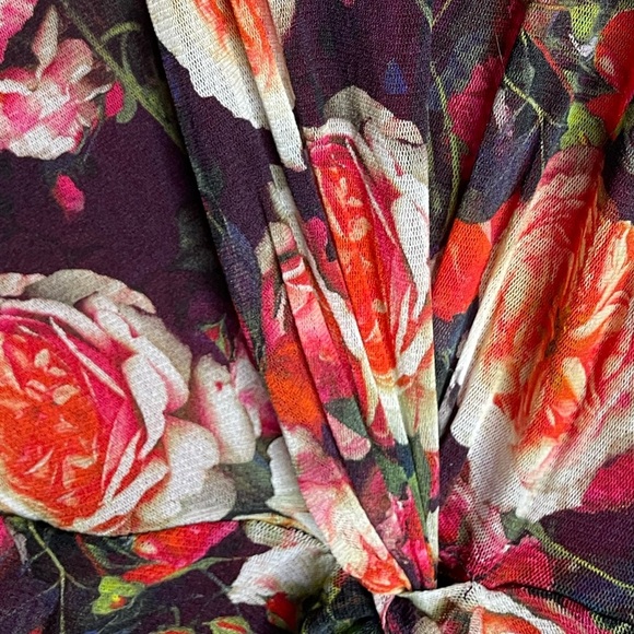 Jean Paul Gaultier Dress Fuzzi Rose Print Knotted Front Mesh Made in Italy Small - Picture 9 of 9